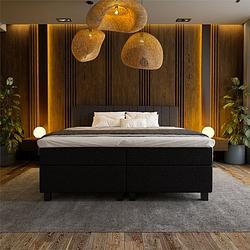 Foto van 2-persoons boxspring hotel suite - beam - zwart 160x200 cm - pocketvering - inclusief topper - dekbed-discounter.nl