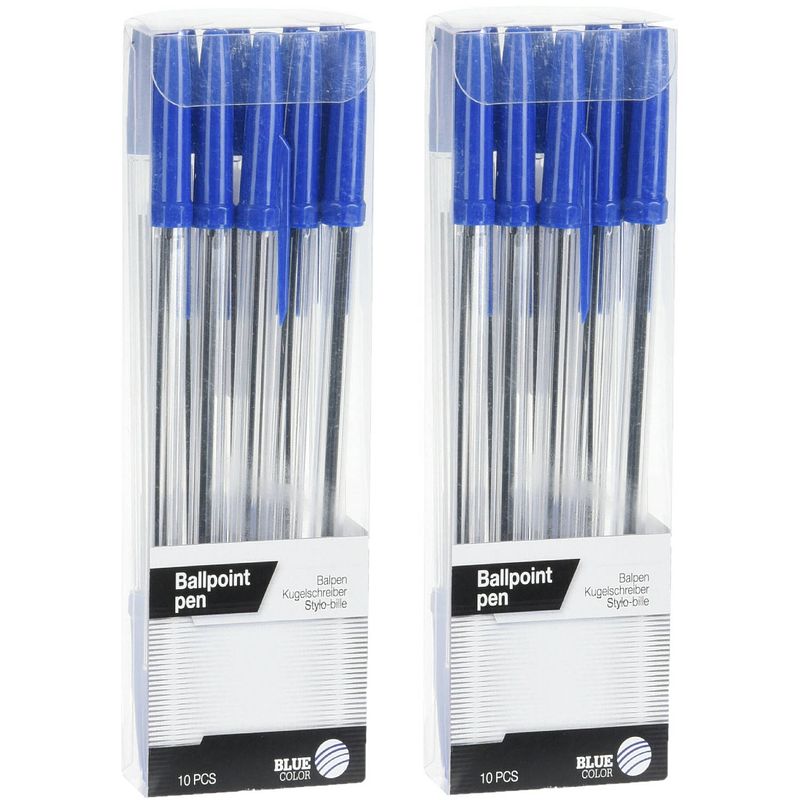 Foto van Balpennen set - 20x - schrijfmaterialen - kleur blauw - pennen