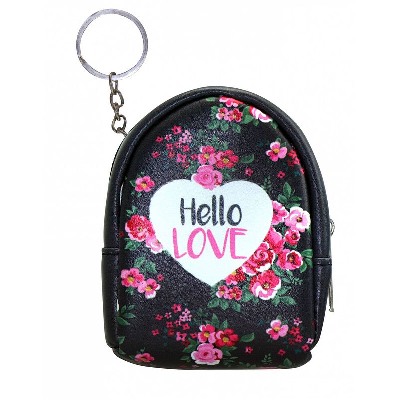 Foto van Tesoro portemonnee sleutelhanger ""hello love"" 9 cm zwart