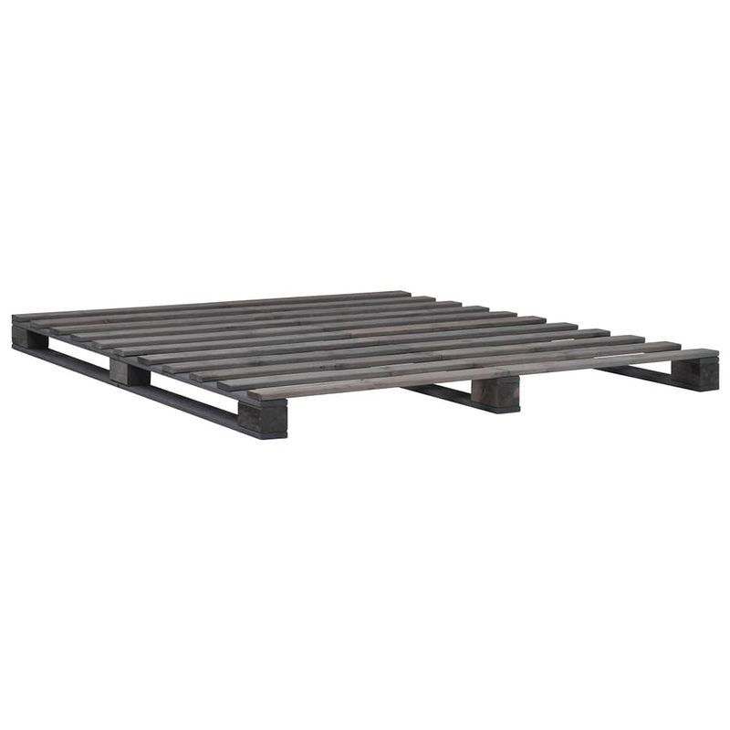 Foto van The living store pallet bedframe - massief grenenhout - 200 x 160 x 14 cm - grijs