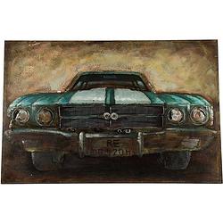 Foto van Tom schilderij oldtimer 120 x 80 cm hout bruin/blauw