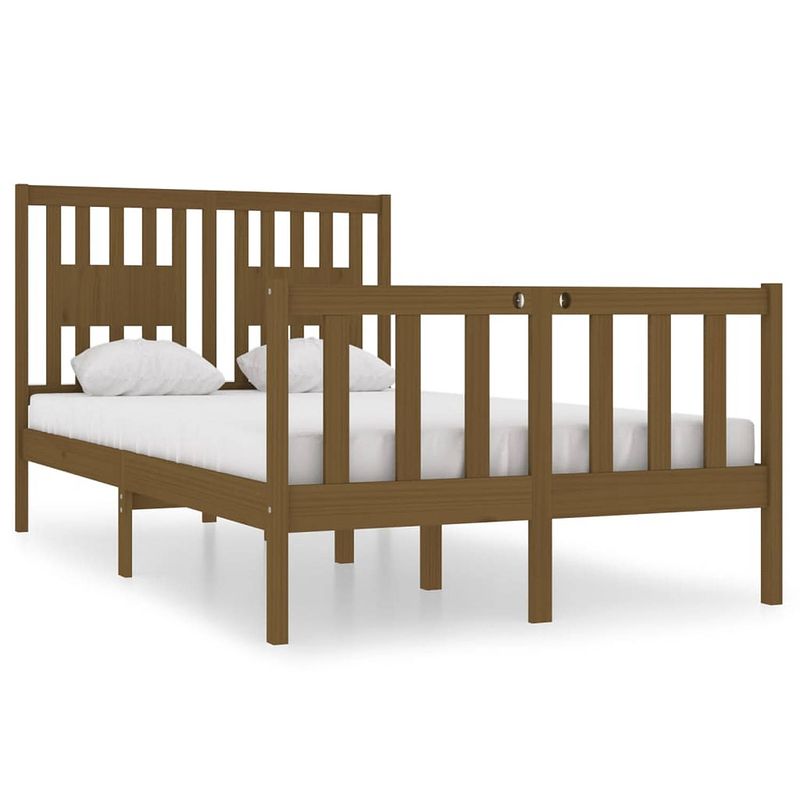 Foto van Vidaxl bedframe massief hout honingbruin 120x190 cm 4ft small double