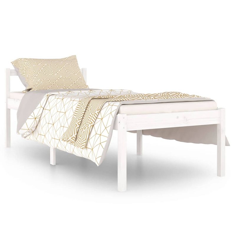 Foto van The living store bedframe grenenhout - wit - 205.5 x 95.5 x 70.5 cm - 90 x 200 cm - montage vereist