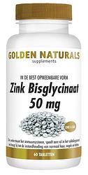 Foto van Golden naturals zink bisglycinaat 50 mg tabletten