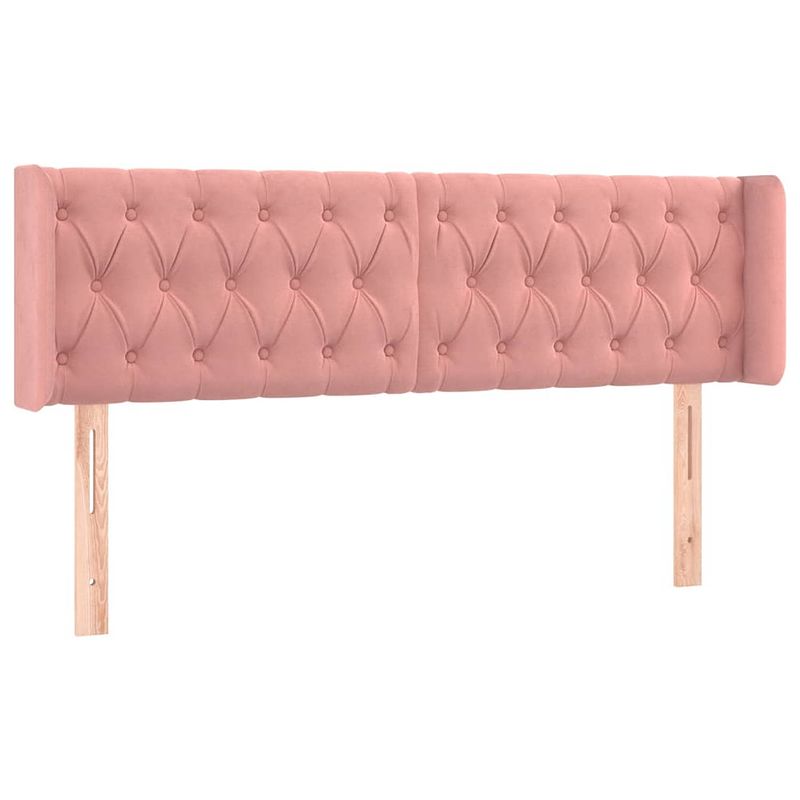 Foto van The living store hoofdbord classic roze - 163 x 16 x 78/88 cm - zacht fluweel