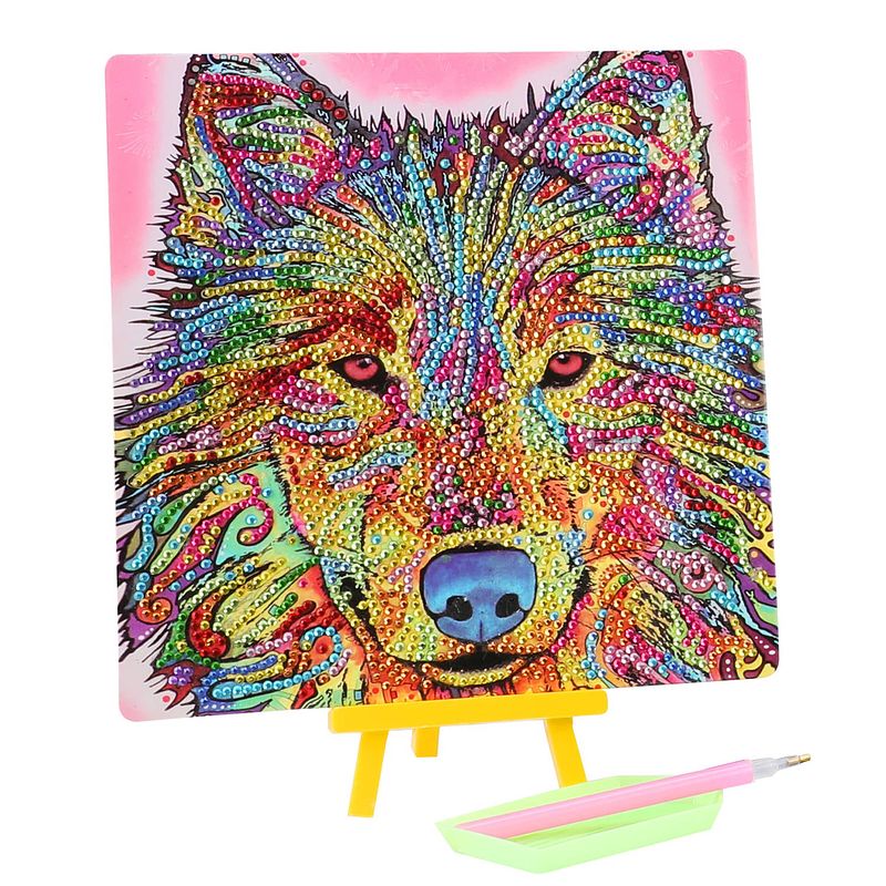 Foto van Toi-toys diamond painting wolf junior 20 x 20 cm 5-delig