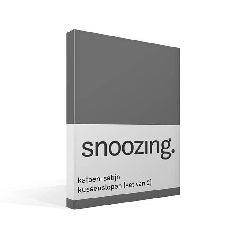 Foto van Snoozing - kussenslopen - set van 2 - katoen satijn - 60x70 - antraciet