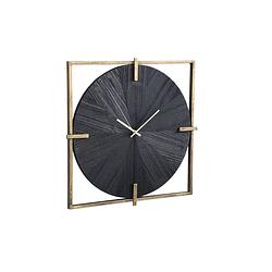 Foto van Ptmd oxxo gold metal clock with black veneer square