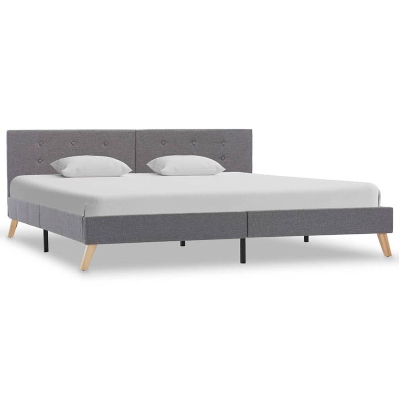 Foto van The living store bed matras 200x180 cm lichtgrijs mdf multiplex populier staal - 211x185x75 cm