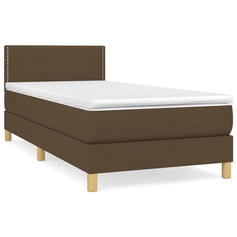 Foto van The living store boxspringbed - comfort - bed - 193 x 90 x 78/88 cm - donkerbruin - pocketvering matras - middelhard -