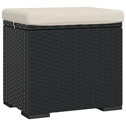 Foto van Vidaxl hocker met kussen 40x30x40 cm poly rattan zwart