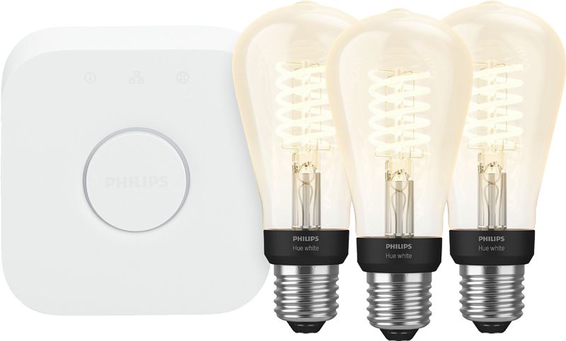 Foto van Philips hue filament white edison 3-pack + bridge