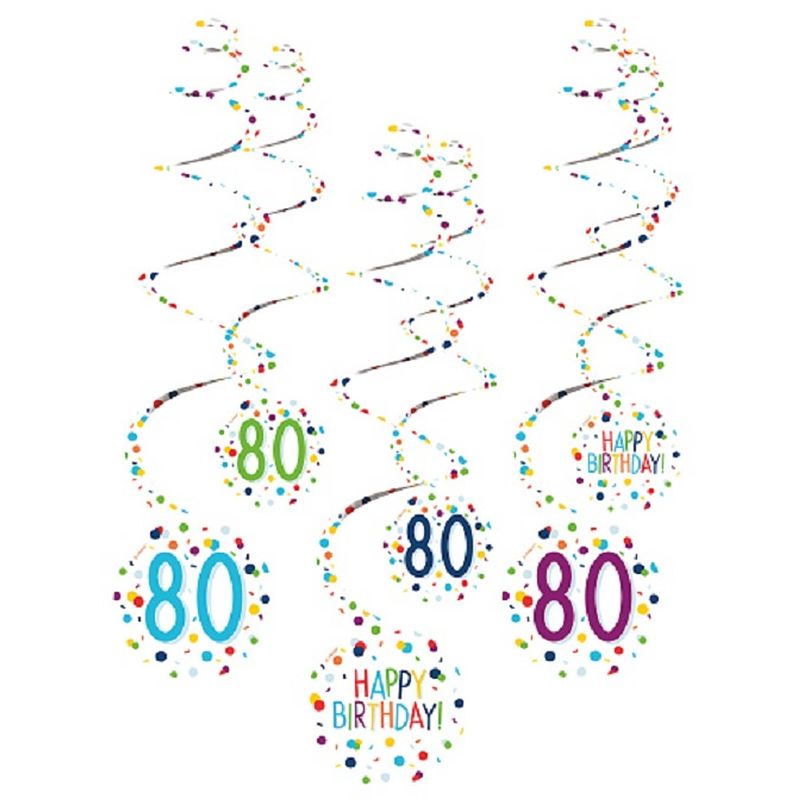 Foto van Amscan spiraalslingers 80 confetti birthday 61 cm papier 6 stuks