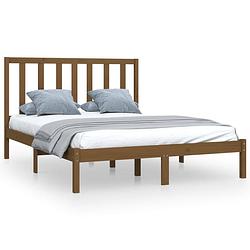 Foto van The living store houten bedframe - 135 x 190 cm - honingbruin