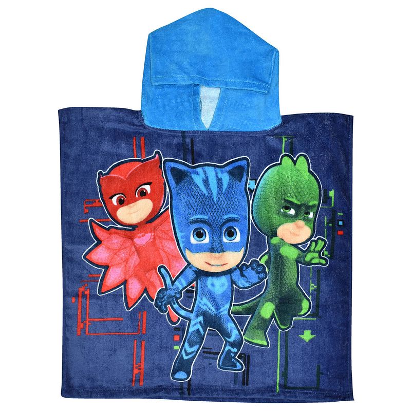 Foto van Disney badponcho pj masks junior 100 cm katoen lichtblauw/blauw