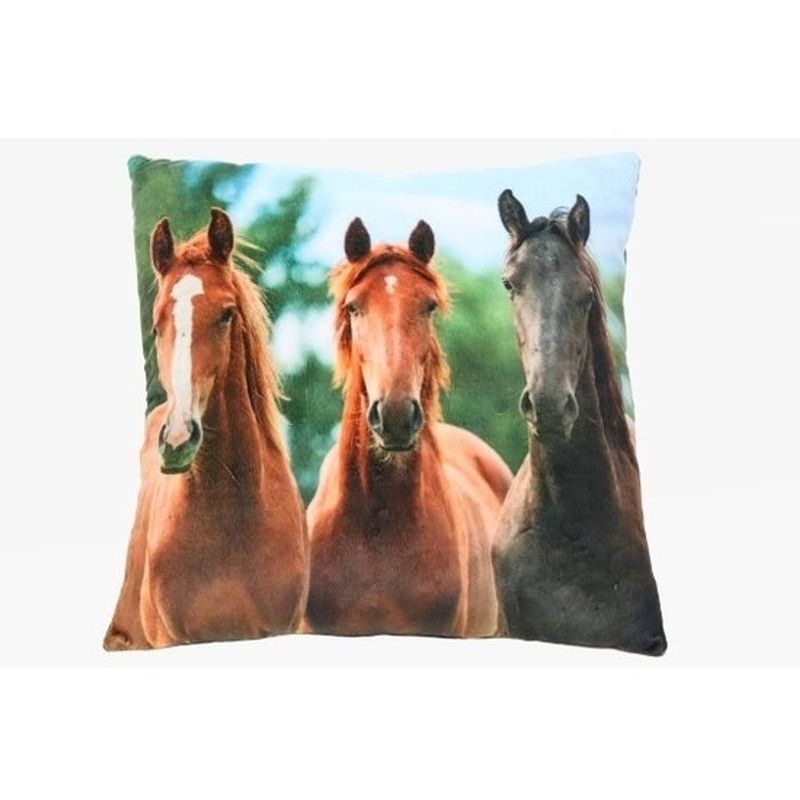 Foto van Sierkussen met paarden dierenprint 35 cm - sierkussens