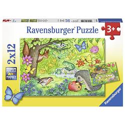 Foto van Ravensburger puzzel dieren in onze tuin - 2 x 12 stukjes