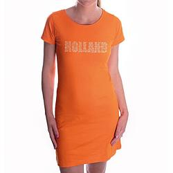 Foto van Glitter holland jurkje oranje rhinestone steentjes voor dames nederland supporter ek/ wk xs - feestjurkjes