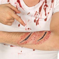 Foto van Fiestas halloween nep wonden - littekens - 4x - bloed - horror thema - verkleed accessoires - verkleed tatoeages
