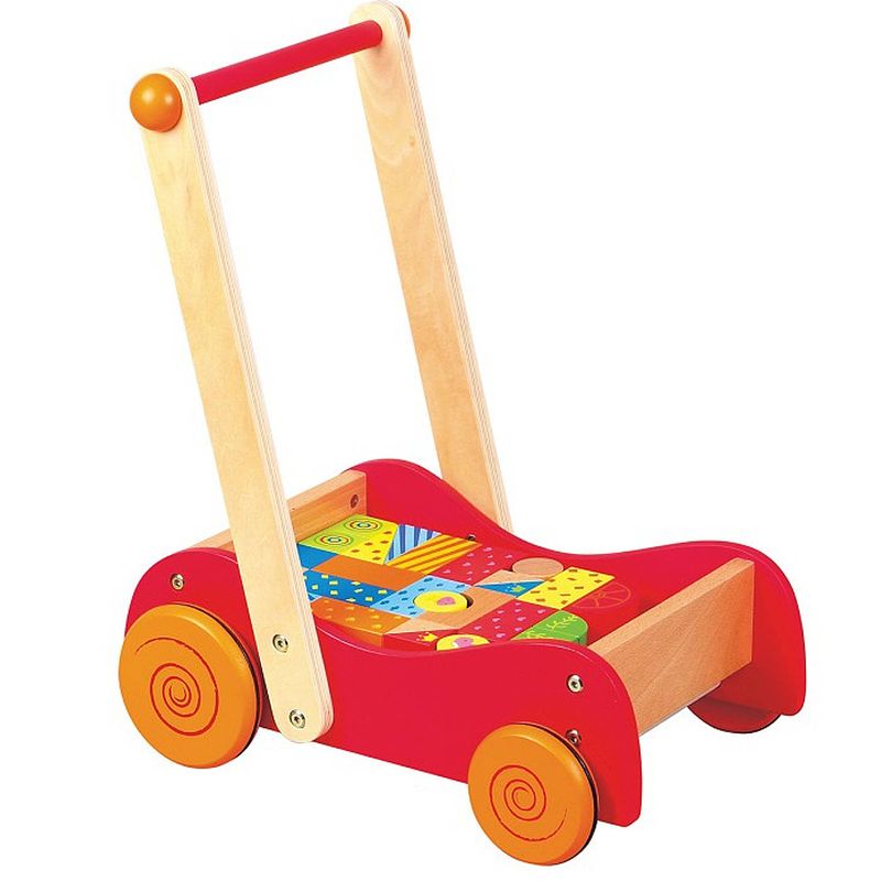 Foto van Lelin toys duw-/loopwagen walkie junior hout rood 2-delig