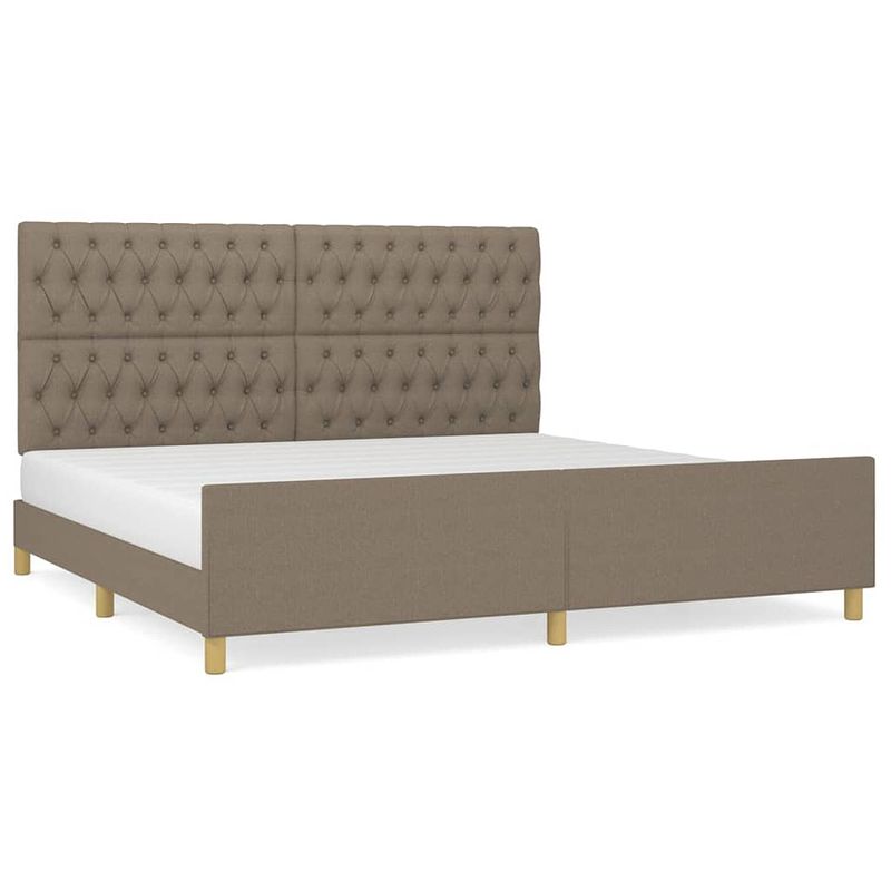 Foto van Vidaxl bedframe met hoofdeinde stof taupe 200x200 cm