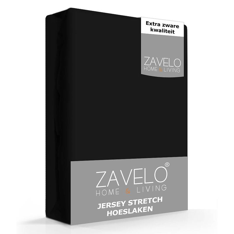 Foto van Zavelo® jersey hoeslaken zwart-2-persoons (140x200 cm)