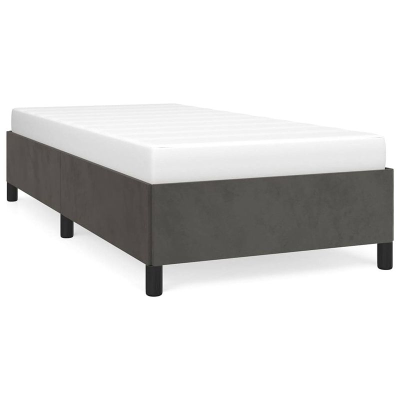 Foto van The living store bedframe donkergrijs - 203 x 93 x 35 cm - fluwelen stof - ondersteunende poten - multiplex lattenbodem