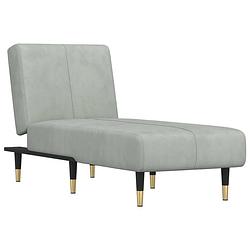 Foto van The living store verstelbare chaise longue - lichtgrijs fluweel - 55x140x70cm - stabiel frame - comfortabel zitten en