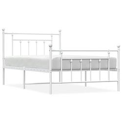 Foto van The living store klassiek bedframe - wit - 207 x 105 x 97 cm - robuuste metalen constructie