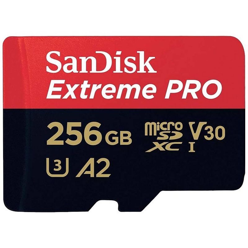 Foto van Sandisk extreme pro microsdxc-kaart 256 gb class 10 uhs-i schokbestendig, waterdicht