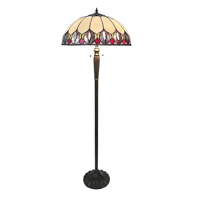 Foto van Lumilamp tiffany vloerlamp ø 50*157 cm geel bruin glas kunststof rond staande lamp staanlamp tiffany lamp geel staande