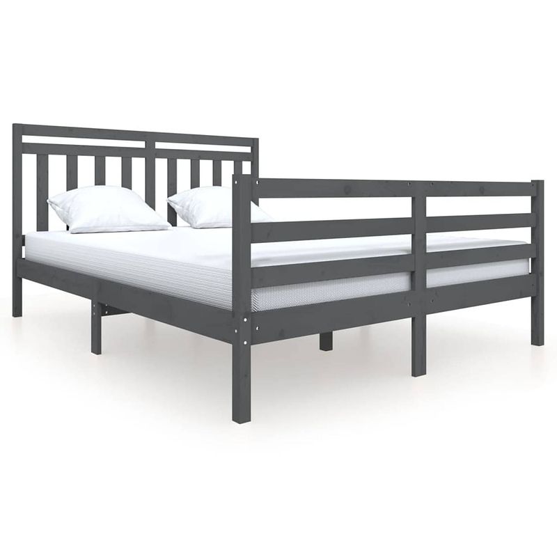 Foto van Infiori bedframe massief hout grijs 160x200 cm