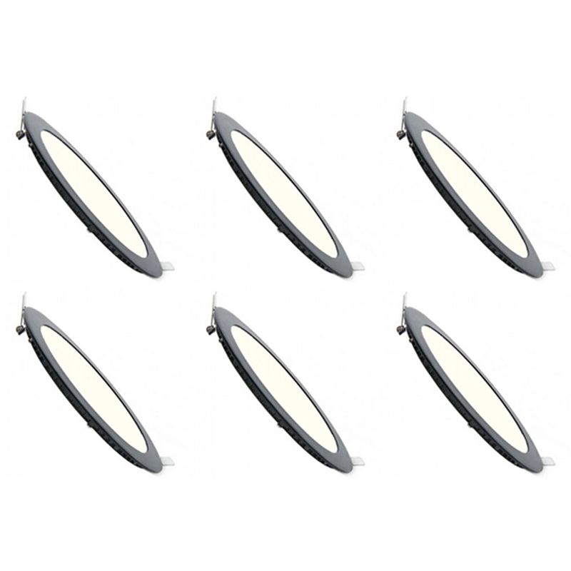 Foto van Led downlight slim 6 pack - inbouw rond 3w - natuurlijk wit 4200k - mat zwart aluminium - ø90mm