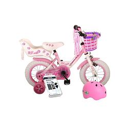 Foto van Volare kinderfiets rose - 12 inch - roze/wit - met fietshelm & accessoires