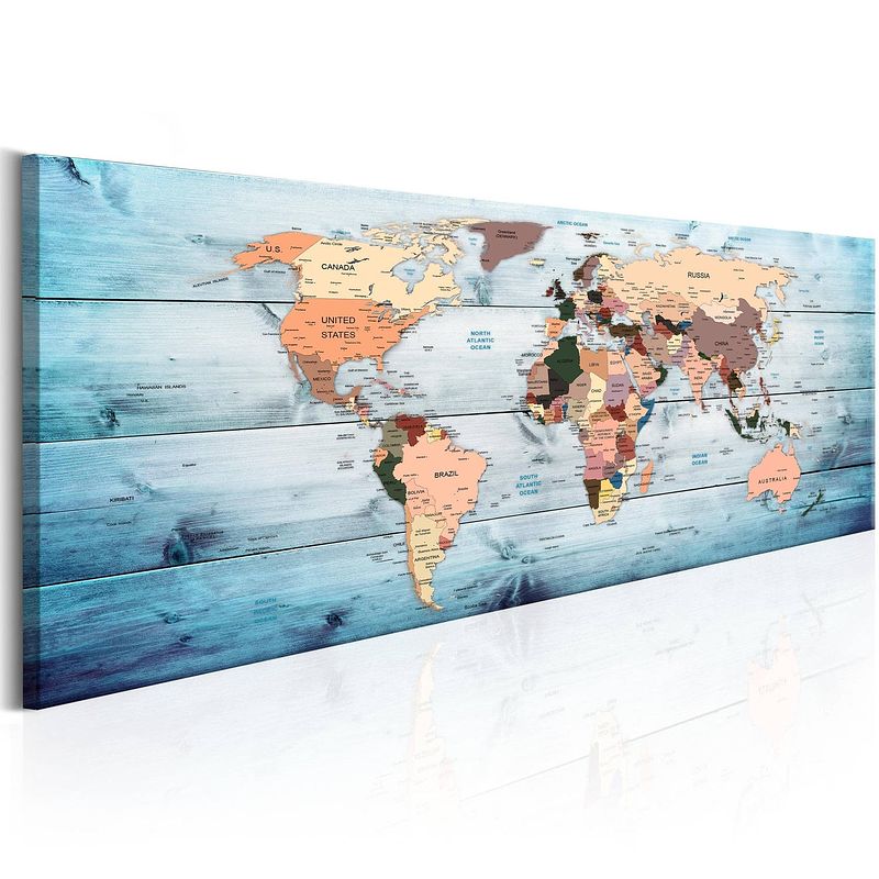 Foto van Artgeist world maps sapphire travels canvas schilderij 150x50cm