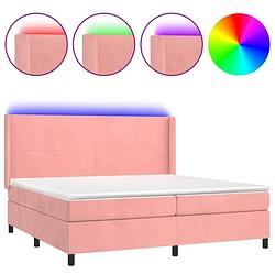 Foto van Vidaxl boxspring met matras en led fluweel roze 200x200 cm