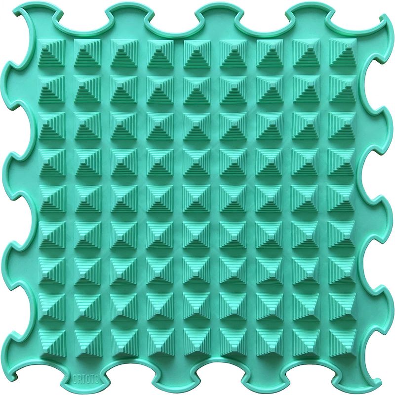 Foto van Ortoto sensory massage puzzle mat little pyramids sea turquoise