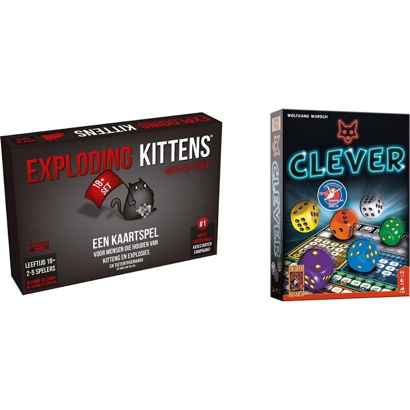 Foto van Spellenbundel - kaartspel - 2 stuks - exploding kittens nsfw (18+) & clever