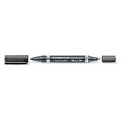 Foto van Staedtler lumocolor duo 348 348-9 permanent marker zwart watervast: ja