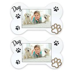 Foto van 2x stuks houten fotolijstje hond thema geschikt voor een foto van 10 x 15 cm - fotolijsten