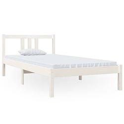 Foto van Vidaxl bedframe massief hout wit 90x190 cm 3ft single