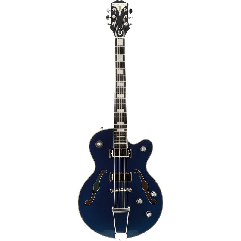 Foto van Epiphone uptown kat es sapphire blue metallic semi-akoestische gitaar