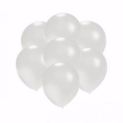 Foto van 25x voordelige metallic witte ballonnen klein - ballonnen