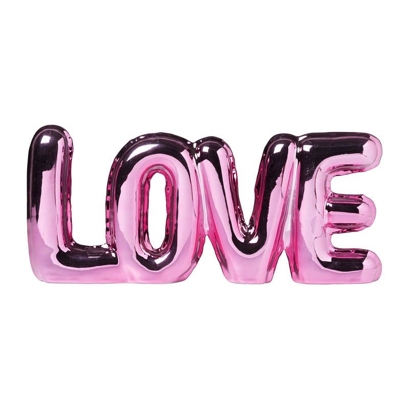 Foto van Love ballon ornament - roze metallic -10.5x24x2.5 cm