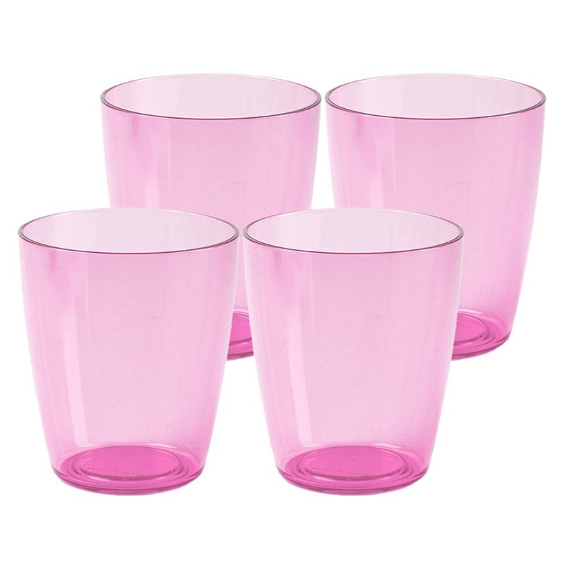 Foto van Set van 8x stuks kunststof waterglazen/drinkglazen 400 ml roze - drinkglazen