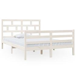 Foto van The living store bedframe - grenenhout - wit - 205.5 x 146 x 100 cm - geschikt voor matras van 140 x 200 cm