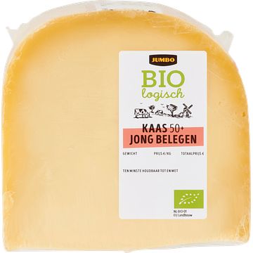 Foto van Jumbo biologische kaas jong belegen 50+ ca. 450g