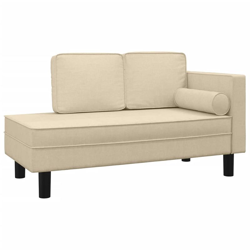 Foto van The living store chaise longue met kussens en bolster stof crèmekleurig - chaise longue