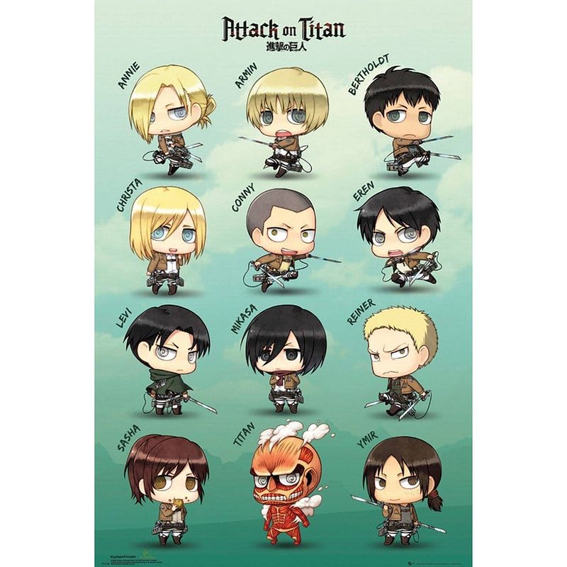 Foto van Gbeye attack on titan chibi characters poster 61x91,5cm