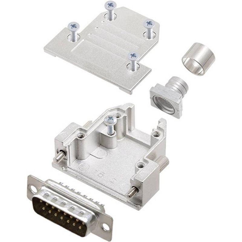 Foto van Encitech dcrp15-dmp-cf65-cs80-k 6355-0881-22 d-sub male connectorset 180 ° aantal polen: 15 soldeerkelk 1 stuk(s)